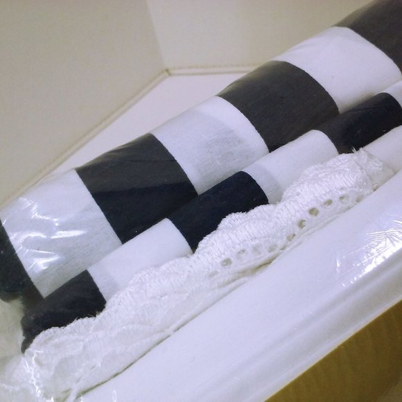 Vintage 80s Deadstock Westpoint Stevens 4-pc KING Sheet Set Bold Navy Stripe - Picture 3 of 9